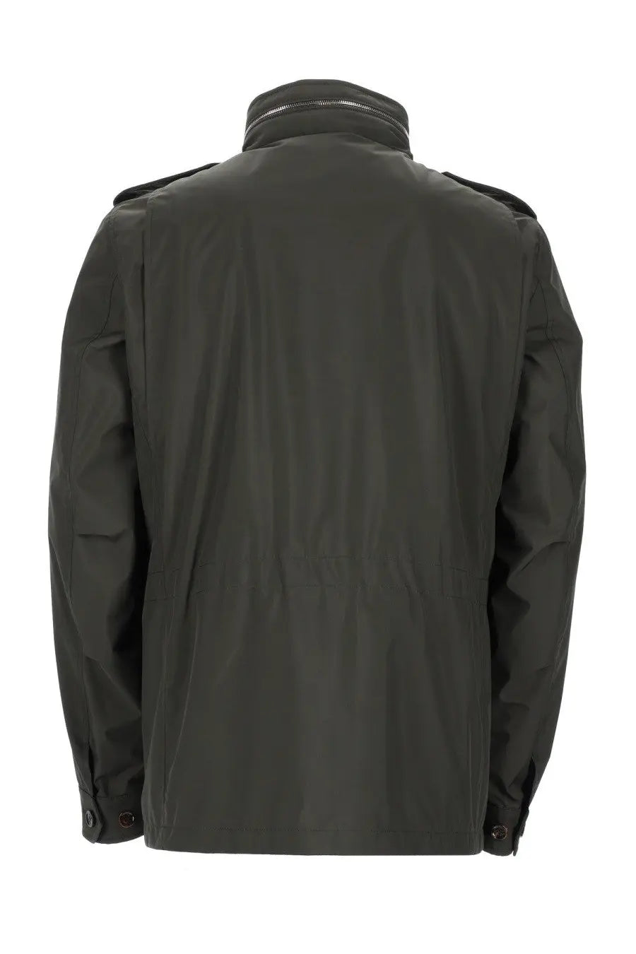 Moorer men’s giacca denver stp green dark olive green trench coat with high collar and shoulder epaulets