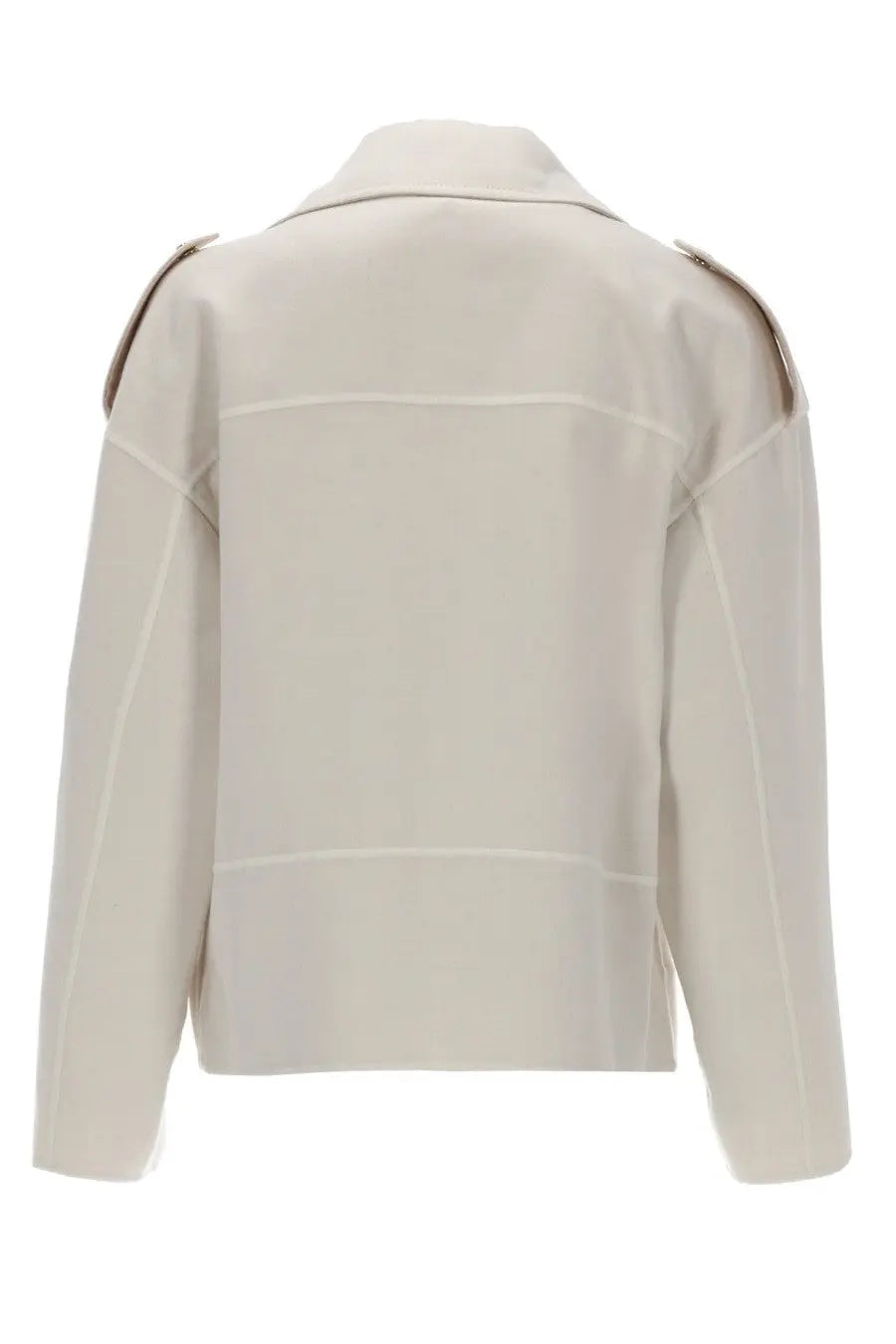 Beige mooRER women’s giacca viana white trench coat with structured shoulders and contrasting stitching