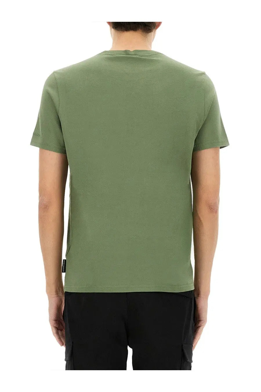 Moose knuckles men’s olive green cotton t-shirt with a simple crew neck and short sleeves in duluth green