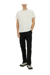 White cotton crewneck t-shirt with small embroidered logo on left chest from moose knuckles men’s duluth white shirt