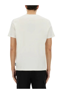 Moose knuckles men’s white cotton t-shirt with simple crew neck and short sleeves in duluth style