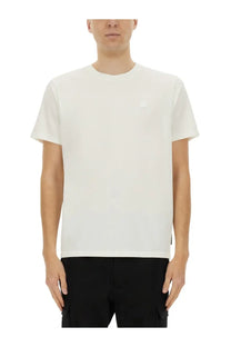 Moose knuckles men’s white cotton t-shirt with a small subtle square logo on the left chest