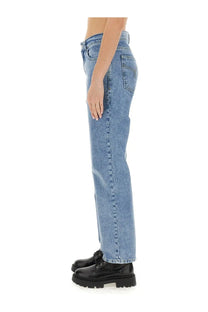 Moschino jeans women’s boyfriend pants blue light-wash denim with straight-leg cut and classic five-pocket design