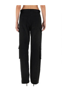 Moschino Jeans women’s black cargo pants with wide legs and multiple side pockets in durable fabric