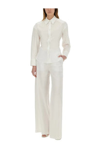 Moschino Jeans women’s white cotton tailored button-down shirt with classic collar and long sleeves