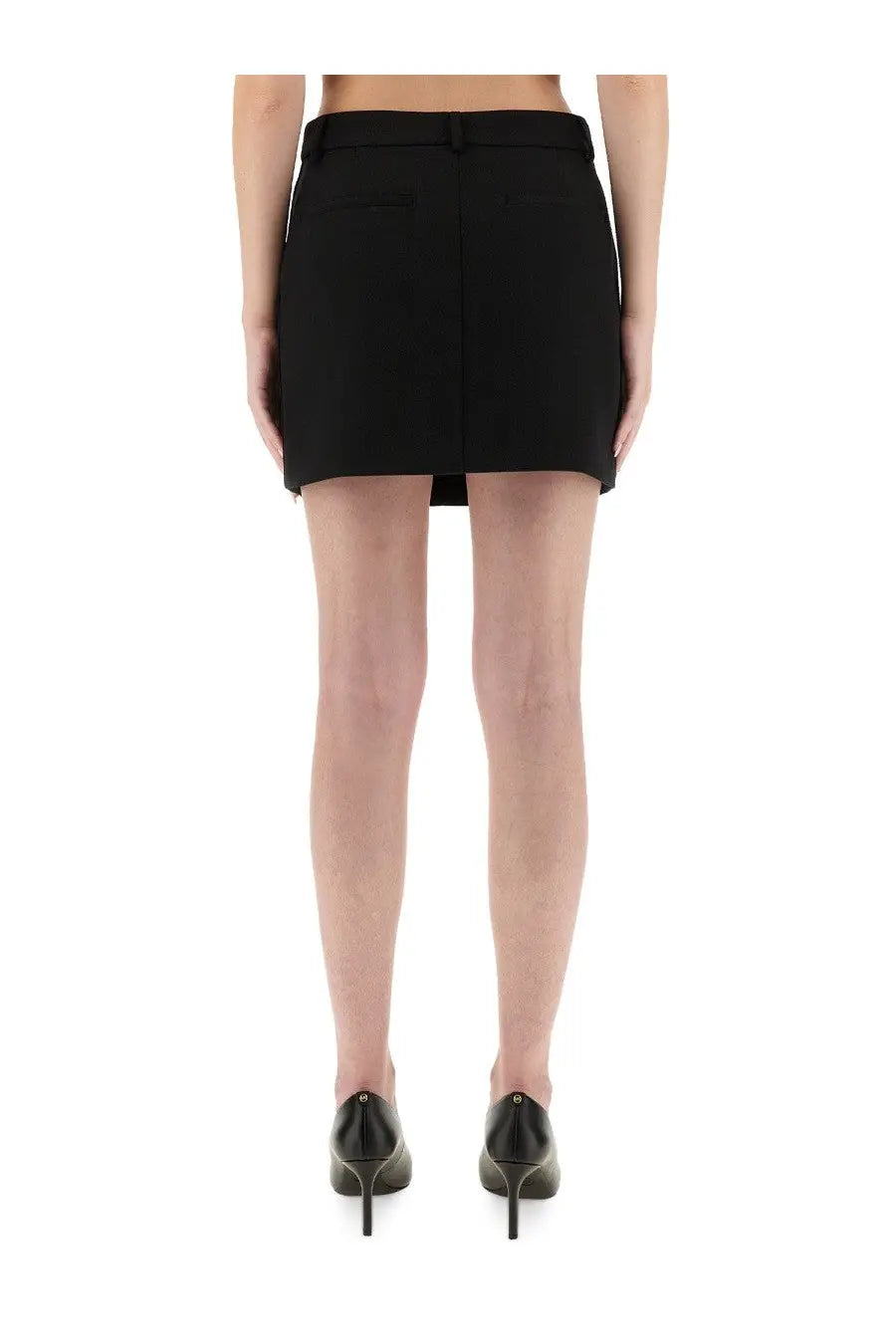Moschino Jeans women’s black tailored mini skirt with structured waistband and clean straight-cut hem
