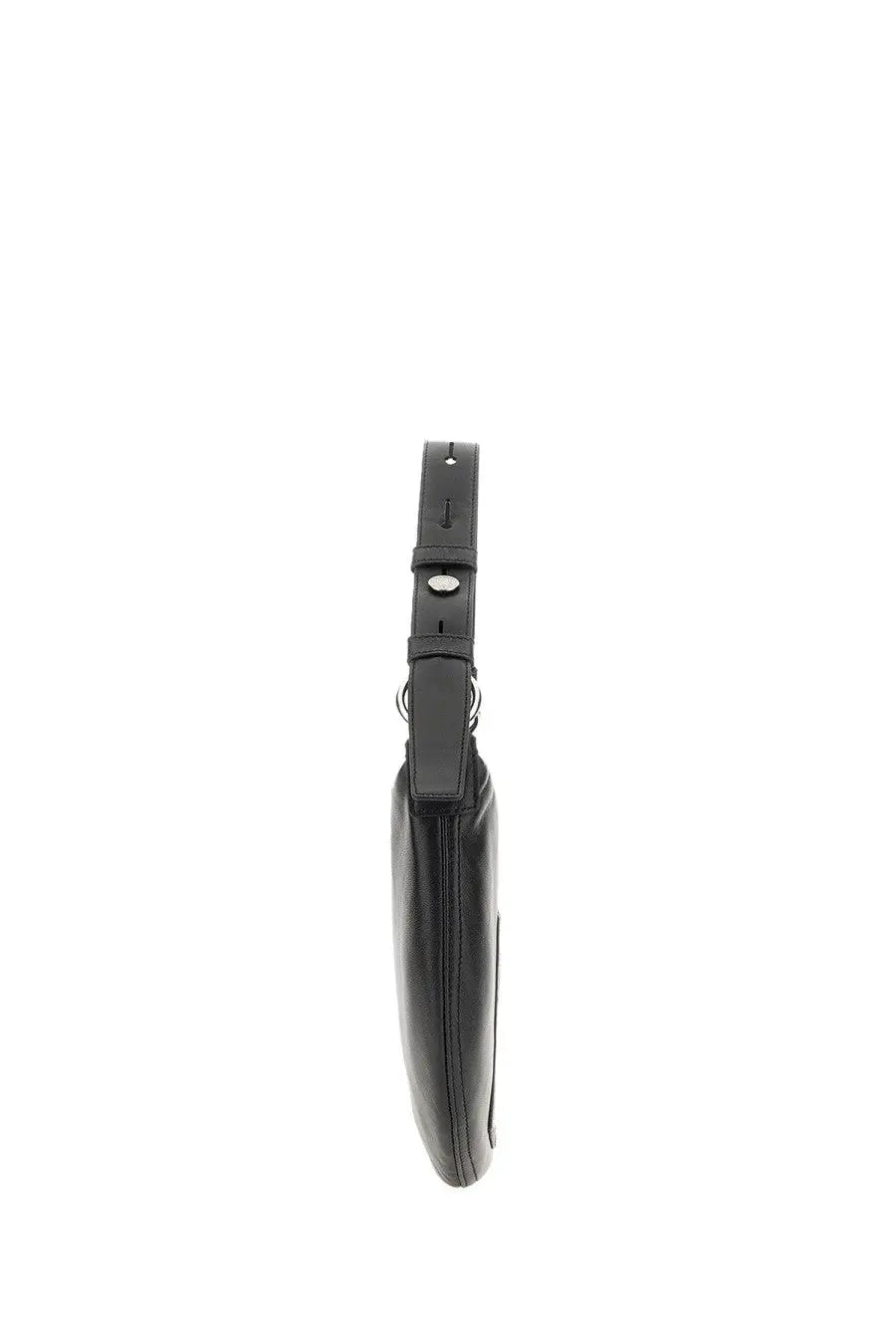 Moschino jeans women’s black nylon crossbody bag with black leather and silver toned minimalist hardware