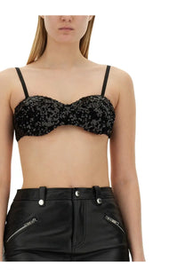 Black sequined bra with thin straps from moschino jeans womens sequined top black collection
