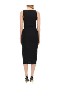 Moschino Jeans women’s slim fit black sleeveless pencil dress with fitted silhouette and defined waistline