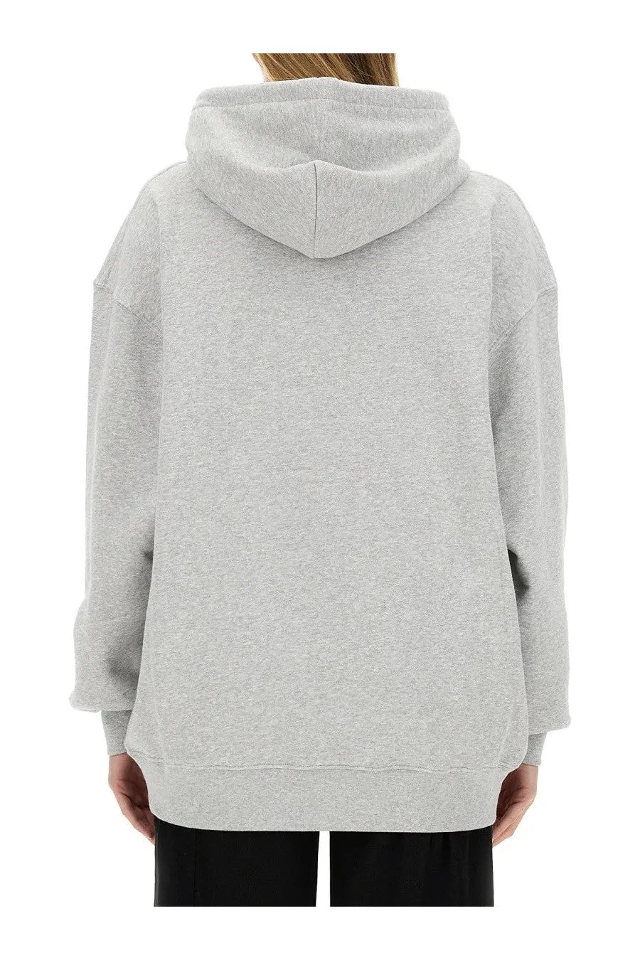 Moschino jeans women’s heather gray oversized sweatshirt with relaxed fit and ribbed cuffs in cotton blend