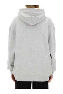 Moschino jeans women’s heather gray oversized sweatshirt with relaxed fit and ribbed cuffs in cotton blend