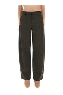Olive green tailored wide-leg trousers with subtle texture from moschino jeans womens wide leg pants grey collection