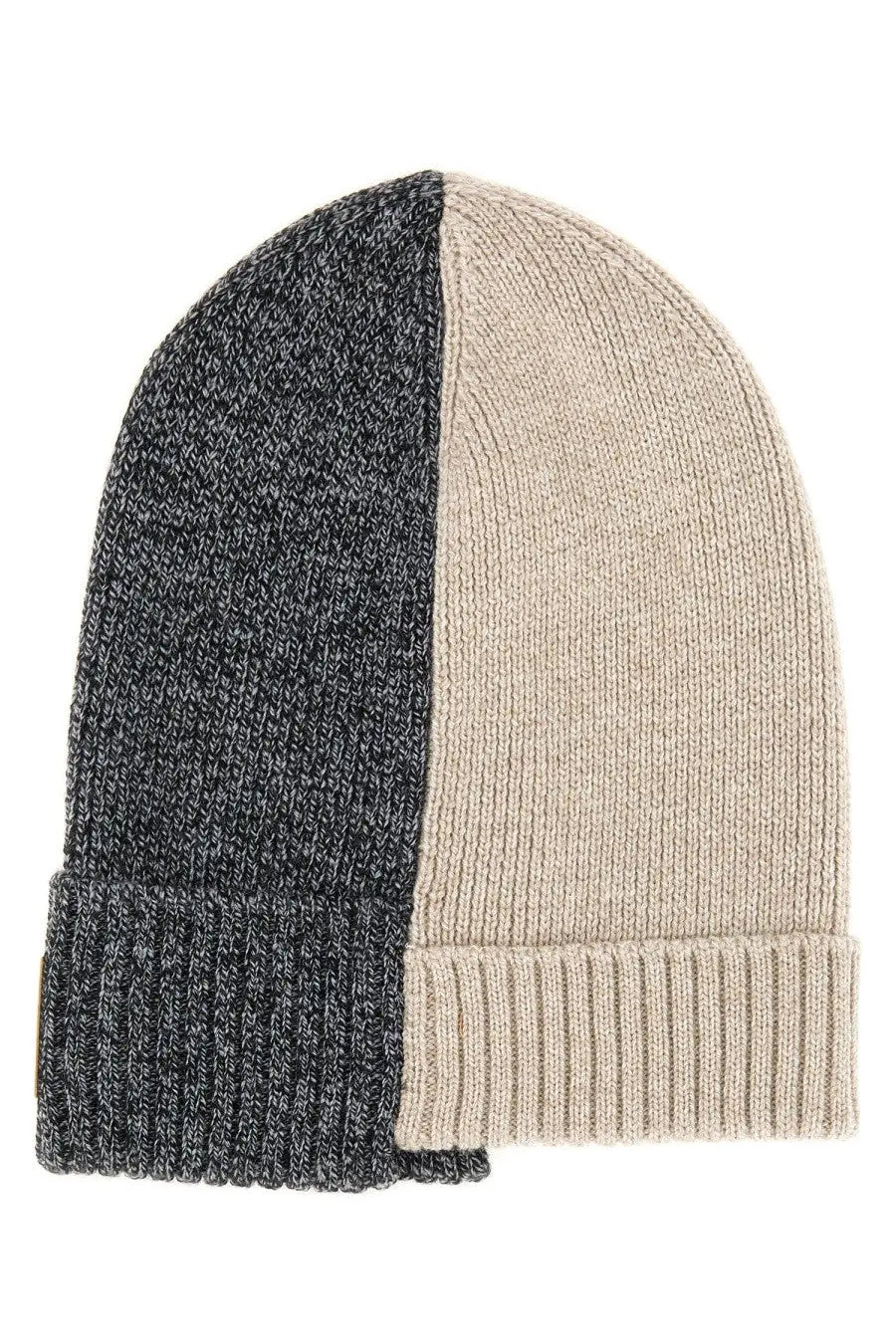 Moschino Jeans women’s wool cap in grey with two-toned dark gray and beige knit and ribbed cuffs