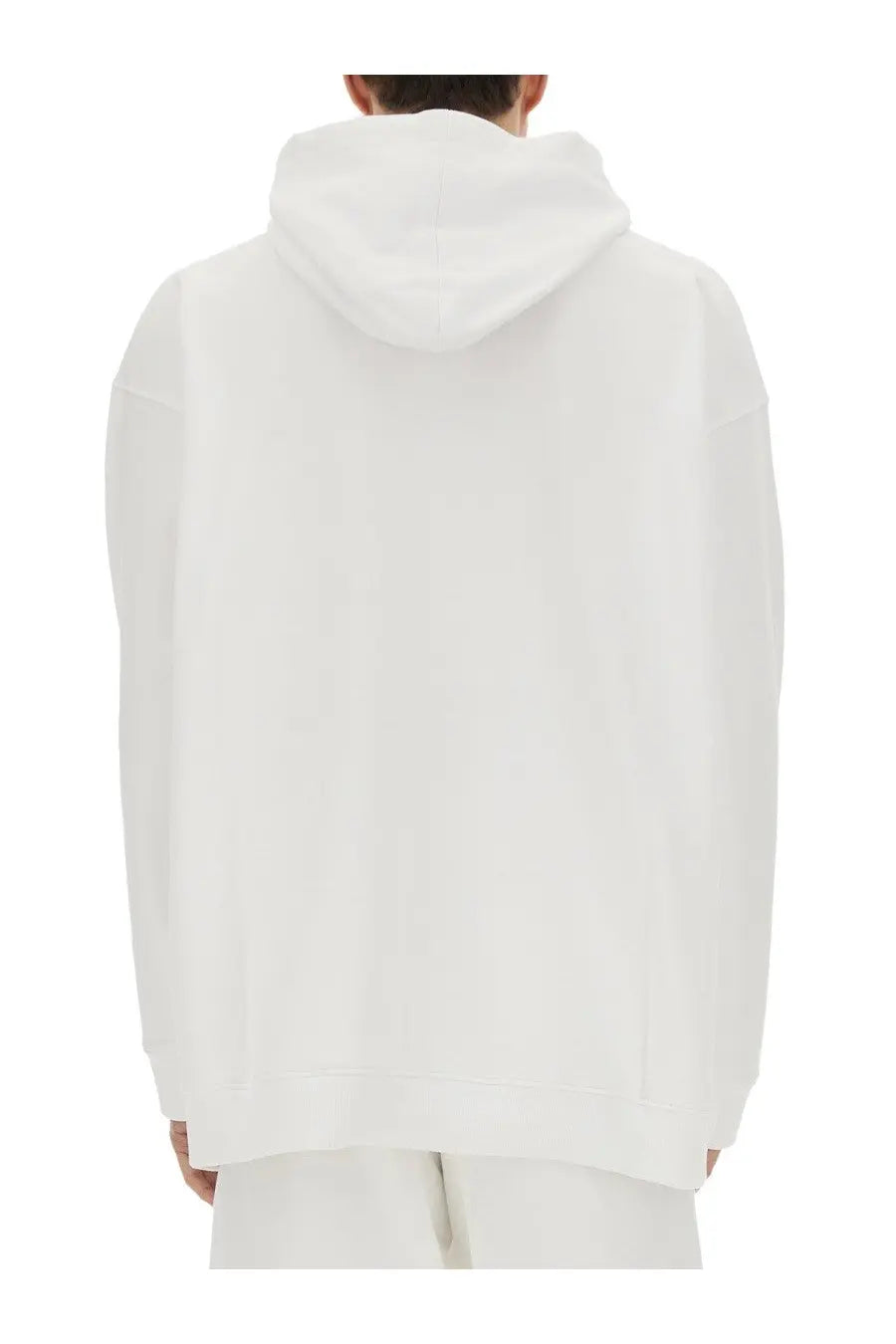 Moschino men’s archive message hoodie white with minimalist design and soft smooth fabric in a white hooded sweatshirt