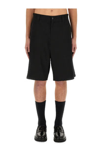 Moschino men’s bermuda black tailored shorts with a clean minimalist design in smooth fabric