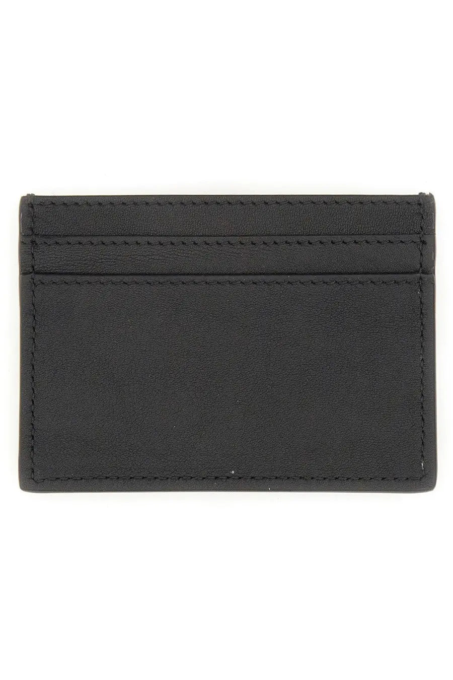 Moschino men’s card holder black leather with precise stitching and minimalist design for daily use