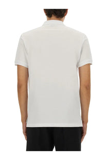 Moschino men’s white cotton pique polo shirt with short sleeves classic collar and neatly stitched hem
