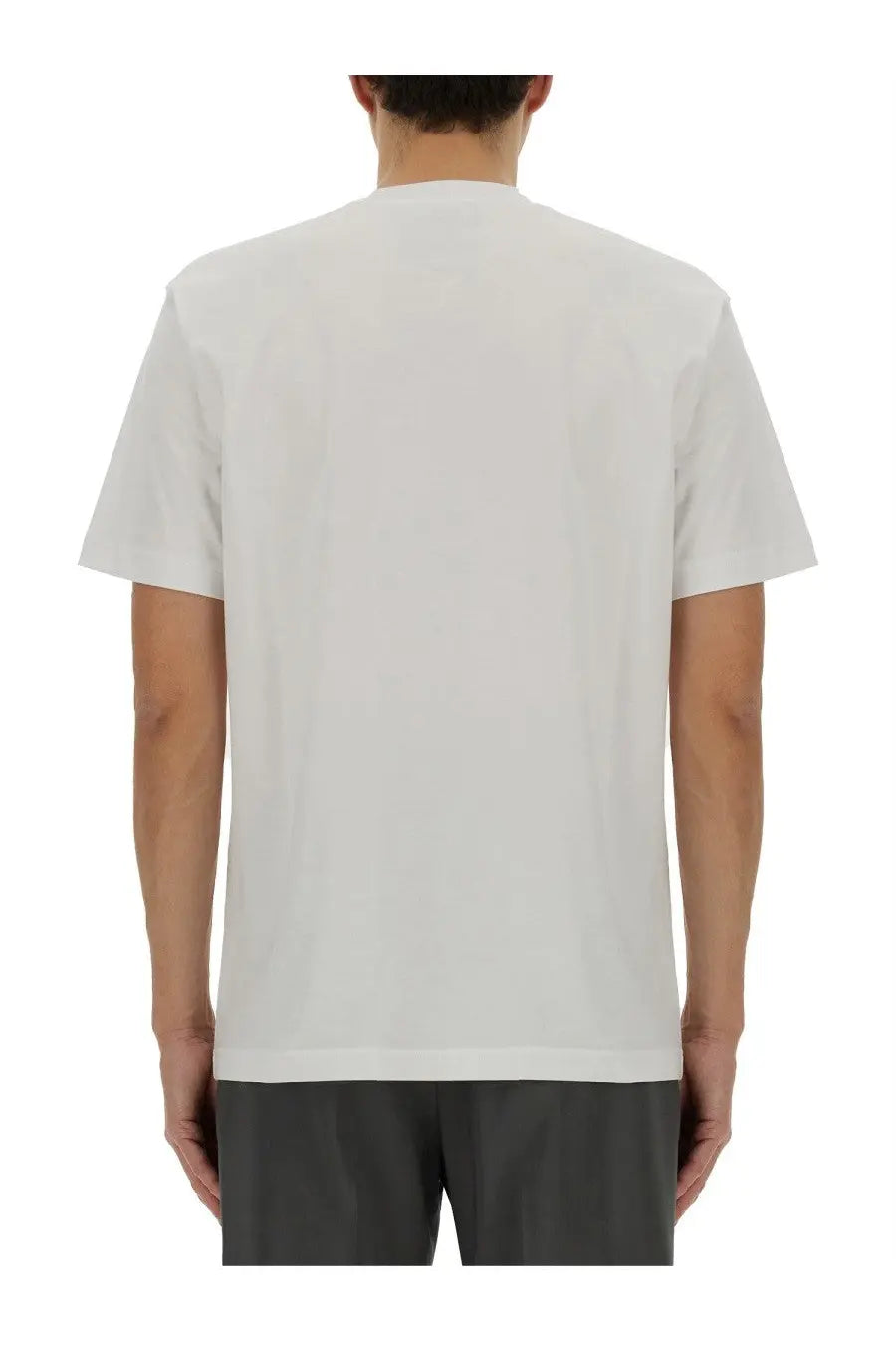 Moschino men’s white cotton t-shirt with simple crew neck and short sleeves for casual wear