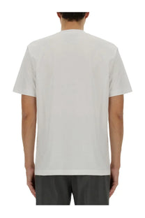Moschino men’s white cotton t-shirt with simple crew neck and short sleeves for casual wear