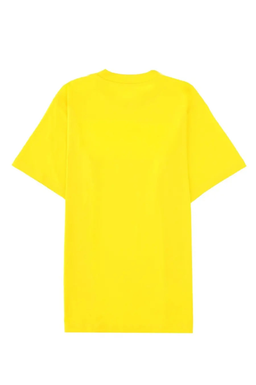 Moschino men’s shirt yellow bright yellow plain cotton t-shirt with classic crew neck and short sleeves