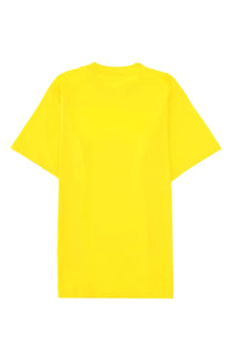 Moschino men’s shirt yellow bright yellow plain cotton t-shirt with classic crew neck and short sleeves