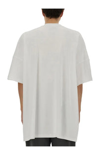 White oversized cotton t-shirt with relaxed fit and short sleeves moschino men’s teddy bear shirt white