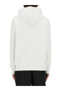 White Moschino men’s teddy print sweatshirt with hood minimalist design clean lines casual wear