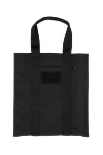 Moschino men’s black canvas tote bag with reinforced handles and front pocket for everyday use