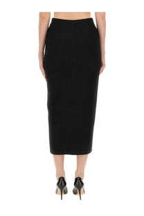 Black moschino womens enverse pencil skirt with sleek form-fitting silhouette and concealed back zipper visible