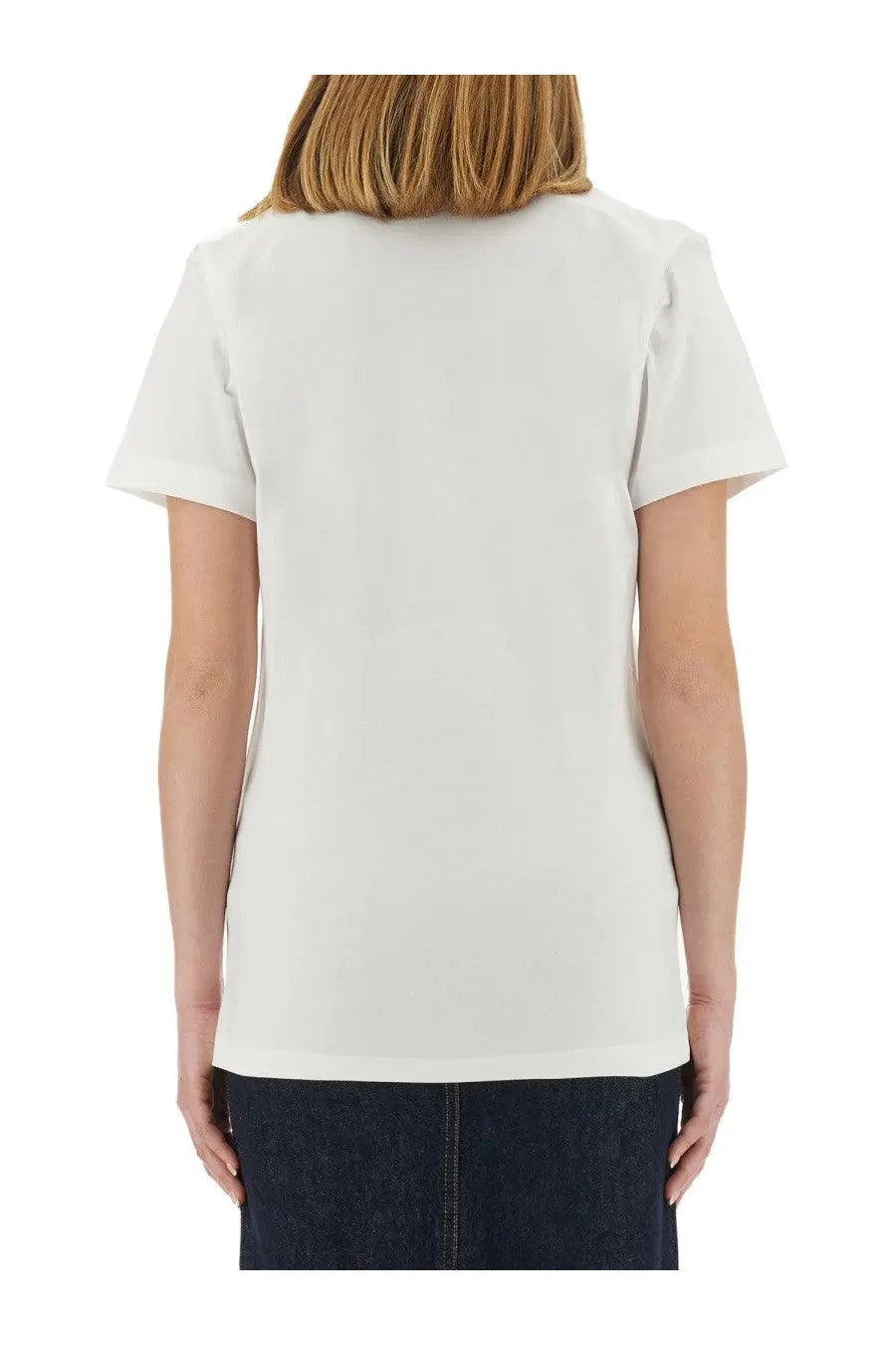 Moschino women’s white cotton t-shirt with a simple clean design and short sleeves for casual wear