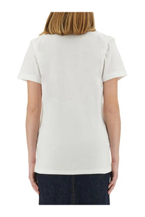 Moschino women’s white cotton t-shirt with a simple clean design and short sleeves for casual wear