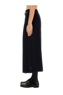 Black high-waisted midi skirt with gold-toned belt buckle by Moschino womens blue collection