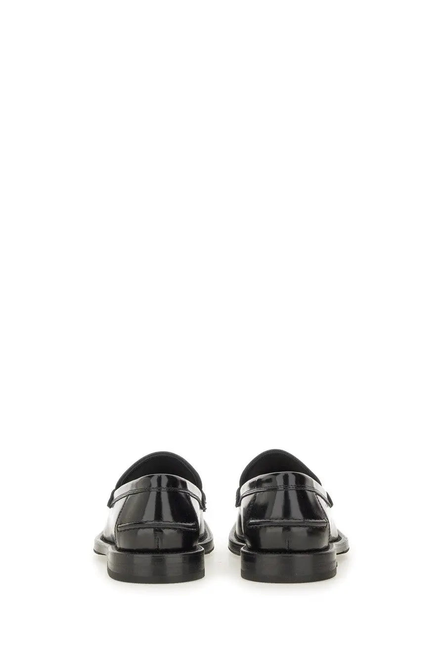 Moschino women’s moccasin Berlin black black patent leather loafers with sleek glossy finish and classic slip on design