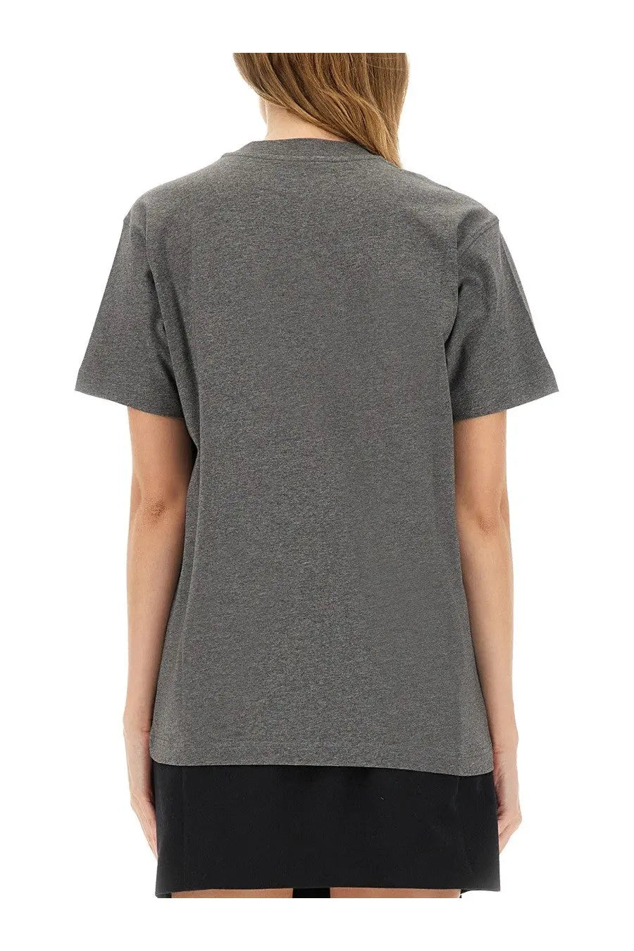 Moschino women’s gray heathered cotton t-shirt with simple crew neck and short sleeves front view