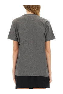 Moschino women’s gray heathered cotton t-shirt with simple crew neck and short sleeves front view