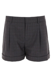 Moschino women’s dark gray plaid tailored shorts with rolled cuffs perfect for casual summer wear