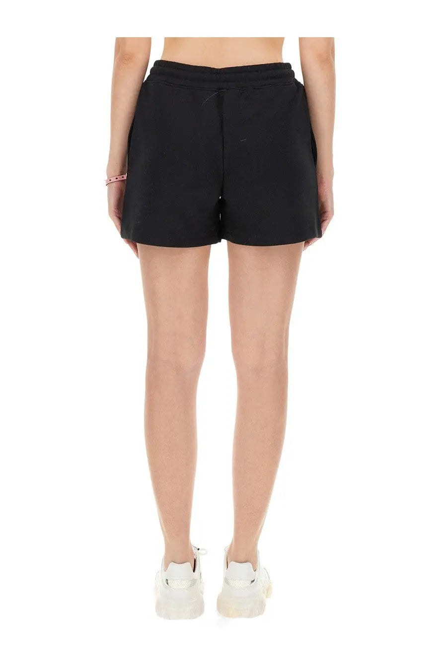 Moschino women’s sweatshirt shorts in black with elastic waistband and drawstring made of soft fabric