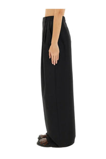 Moschino women’s tailored black wide-leg trousers with high waist and subtle pleats in a sleek fabric