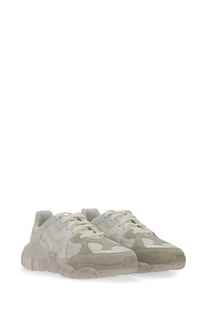 Moschino women’s teddy sneaker white with beige and white chunky sole and mesh and suede panels