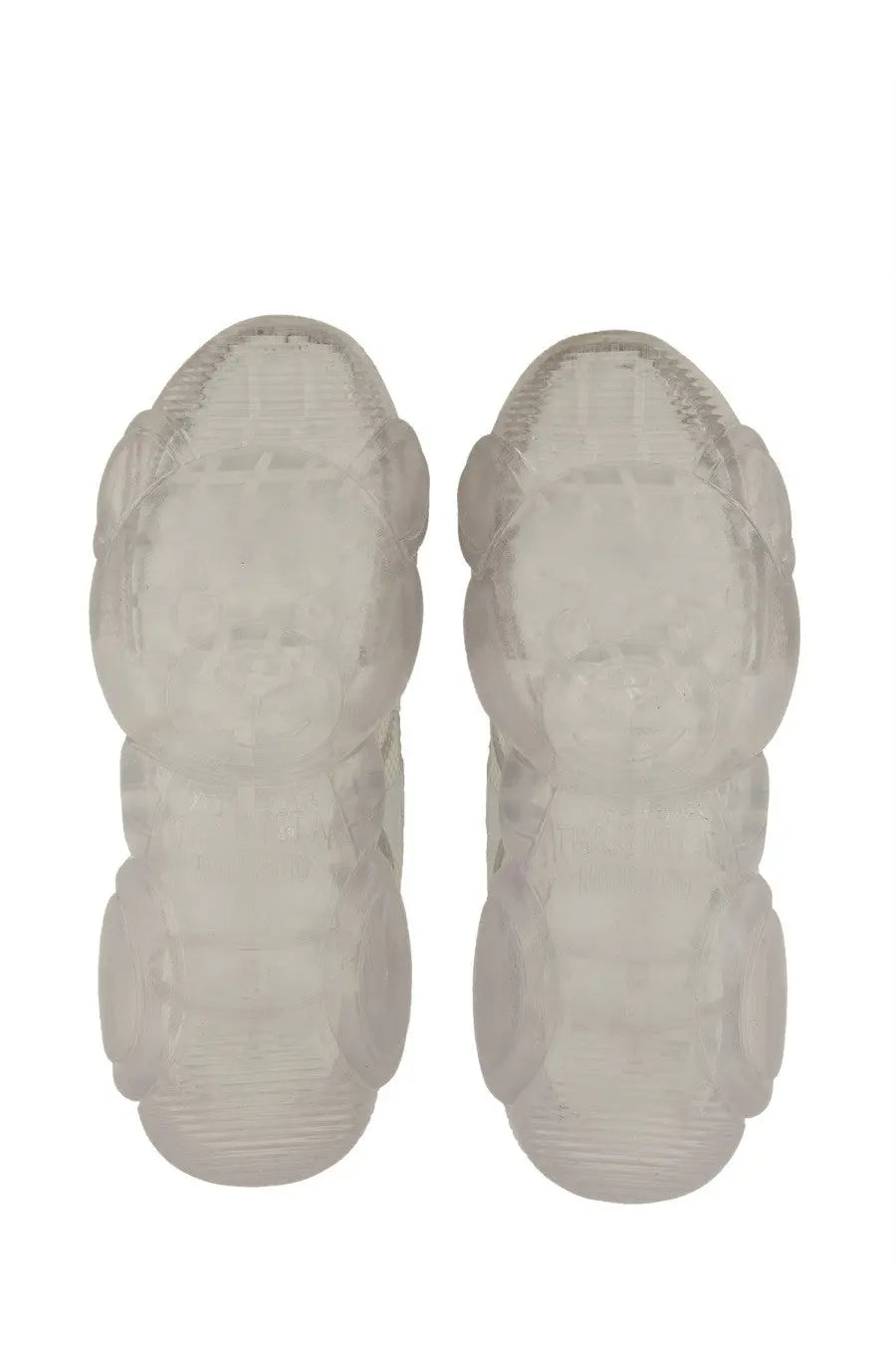 Moschino women’s teddy sneaker white transparent glossy chunky sole with sculpted design