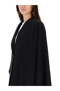 Moschino women’s black wool flannel jacket with cape-style design sleek drape and structured shoulders