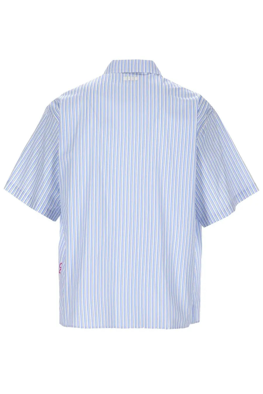 Msgm men’s camicia con stampa blue light blue and white striped short-sleeved button-up shirt with relaxed fit