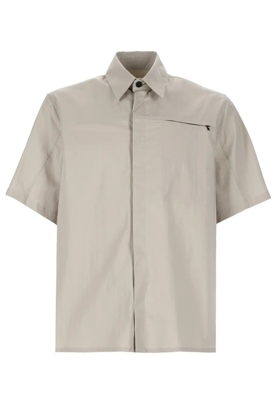 Msgm men’s camicia beige short-sleeved button-up shirt with subtle chest pocket in cotton and minimalist design