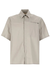 Msgm men’s camicia beige short-sleeved button-up shirt with subtle chest pocket in cotton and minimalist design