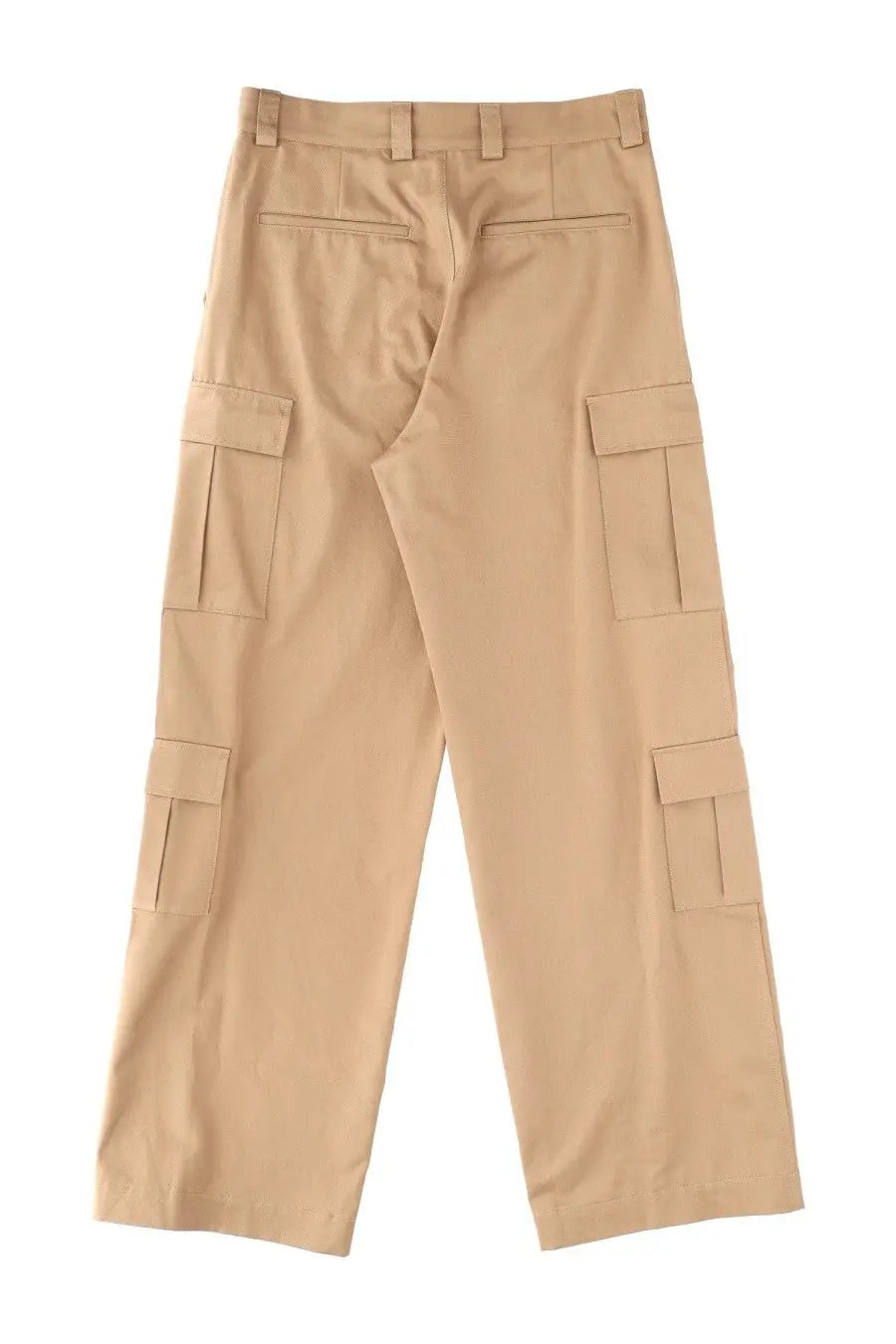 Msgm men’s beige cargo pants with multiple flap pockets and straight-leg cut in durable cotton fabric