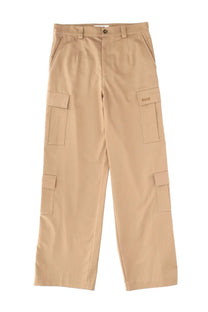 Beige MSGM men’s cargo pants with multiple flap pockets and button closure in durable fabric