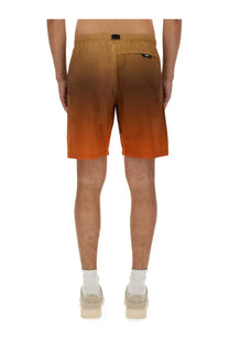 Msgm men’s cotton bermuda shorts in orange-to-brown gradient with drawstring waistband and side pockets