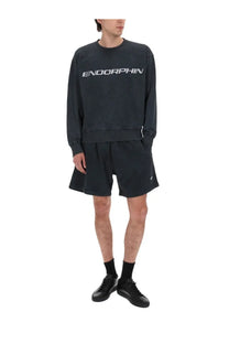 Msgm men’s felpa con stampa dark gray sweatshirt with white lettering across the chest made of soft fabric