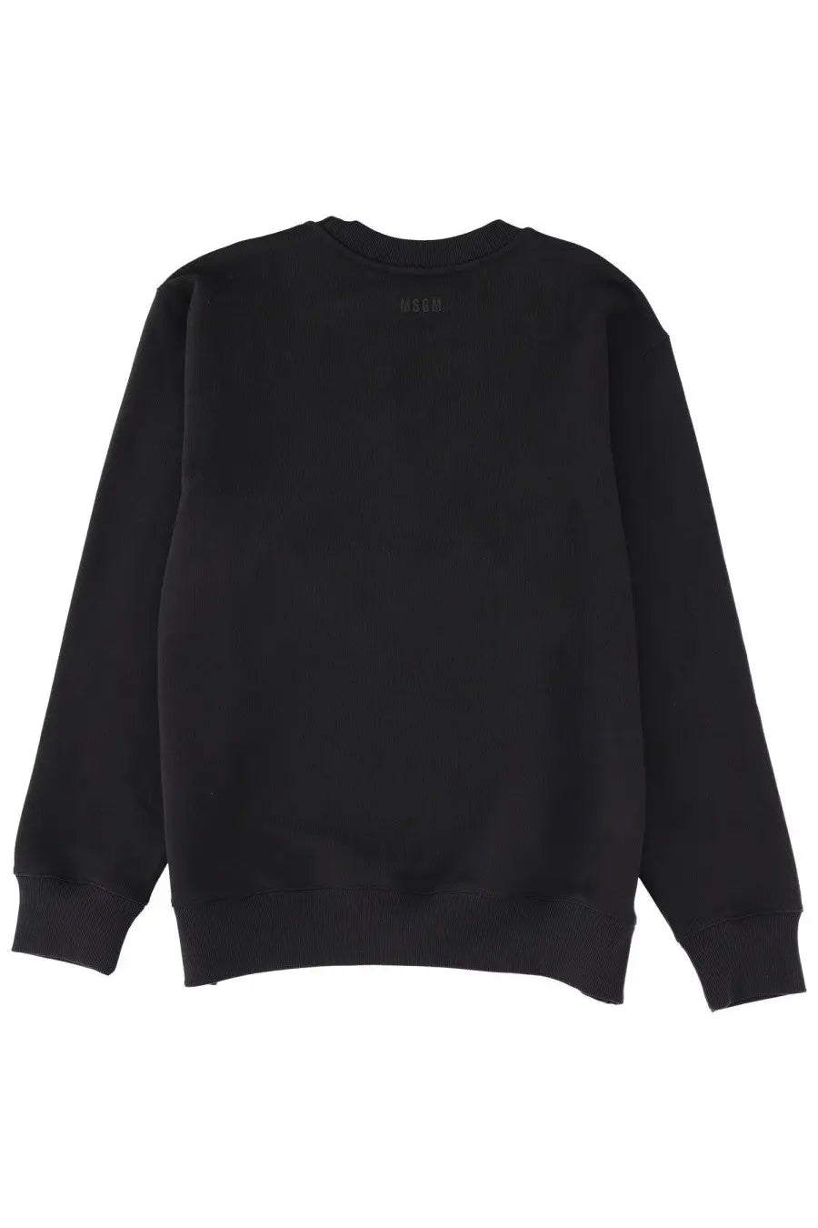 Black msgm men’s crewneck sweatshirt with subtle minimalist logo at neckline perfect for casual wear