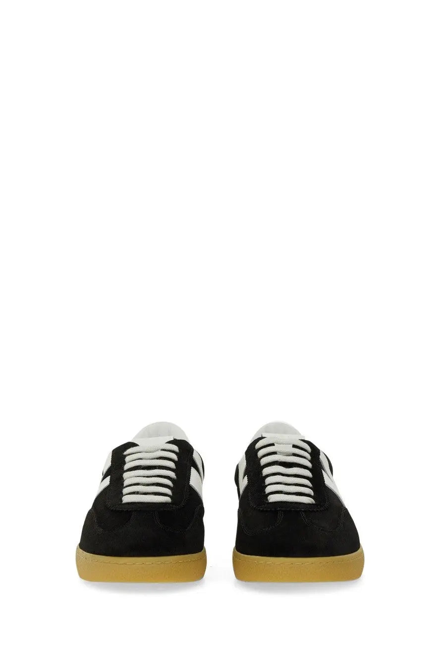 Msgm men’s retro sneaker black made of black suede with white laces and a gum-colored rubber sole